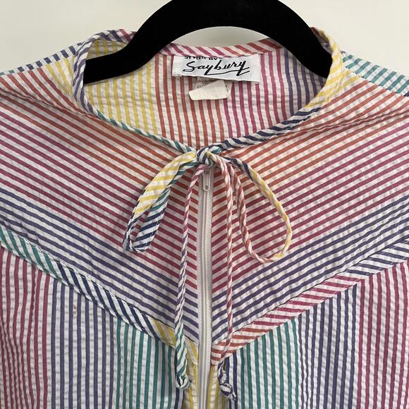 VTG SAYBURY sears sucker rainbow zip front Maxi housecoat robe - Picture 3 of 4